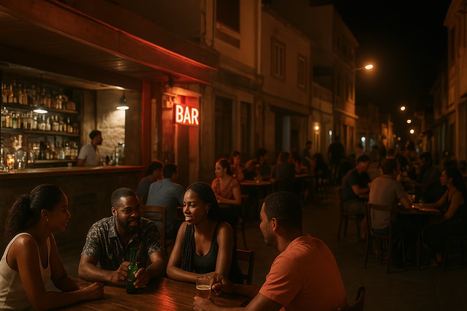 Nightlife scenes in Cape Verde cities showcasing Cape Verde nightlife atmosphere