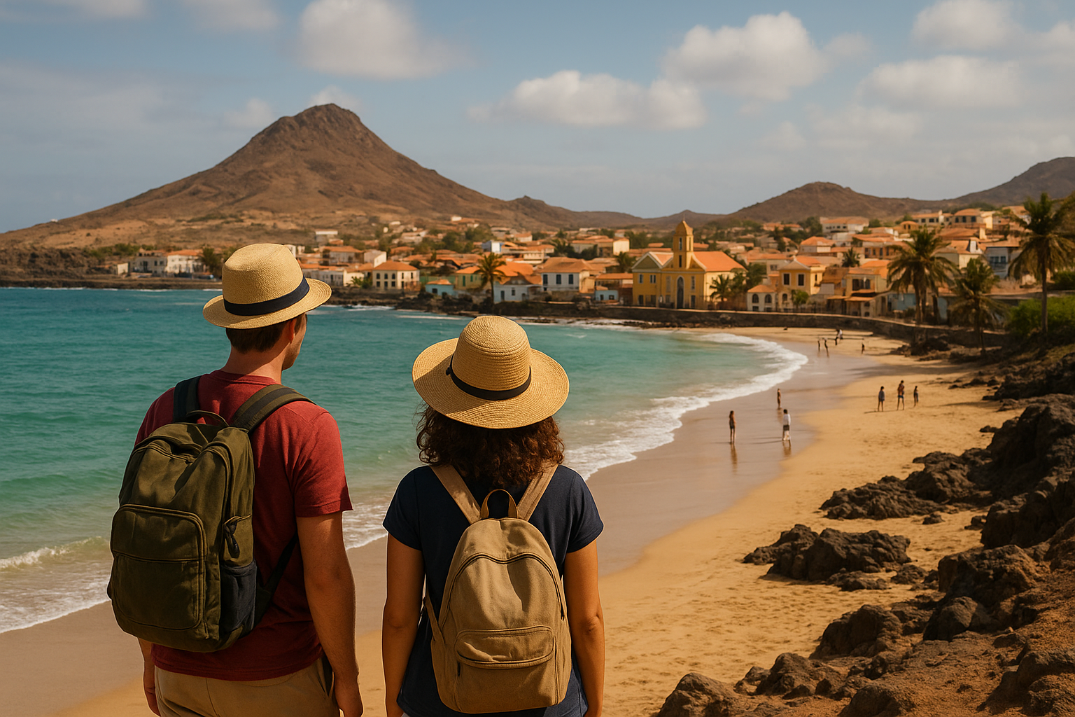 Cinematic view of tourists discovering Cape Verde islands, beaches, culture and local life with focus on things to do in Cape Verde